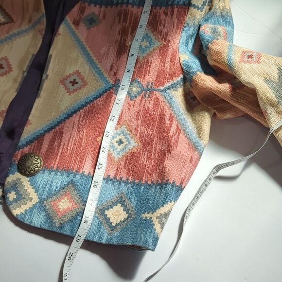 Vintage Western Jacket Womens Large Multicolor Pastel Southwestern Print Cropped - Picture 9 of 9